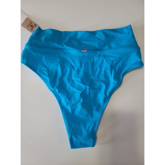 PINK Victoria's Secret High Waist Crossover Bikini Bottom Swimsuit  Blue - Picture 3 of 10